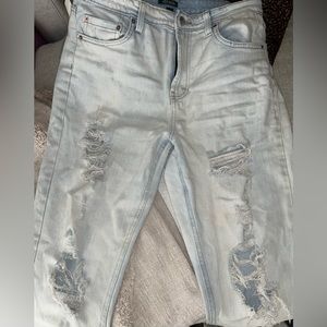 Distressed mom jeans